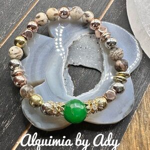 Alquimia Green and Gold Beaded Bracelet